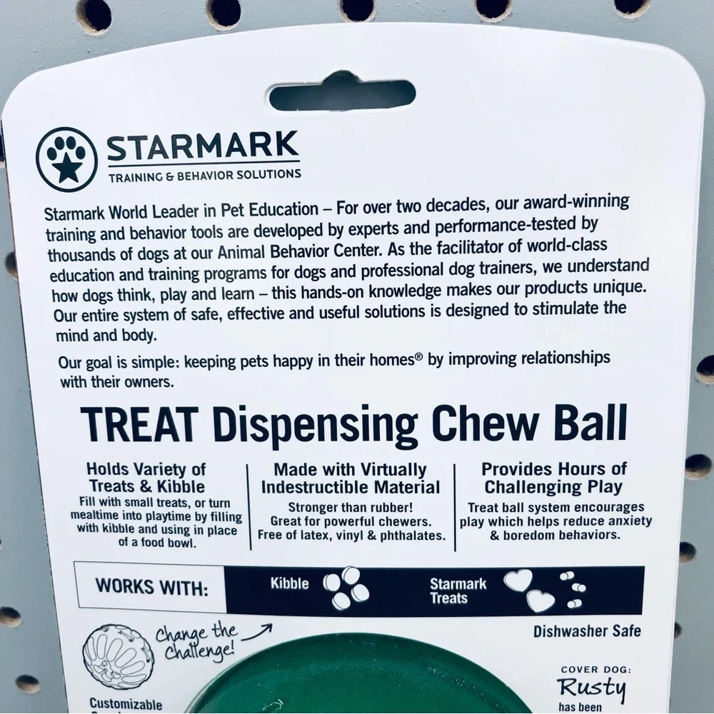 NEW STARMARK Dog Toy Treat Dispensing CHEWBALL Medium Large Green